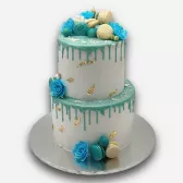 Tort piętrowy Drip cake niebieski